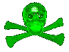 A spinning green skull gif