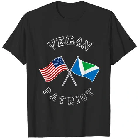 Vegan patriot shirt with US flag and Vegan flag.