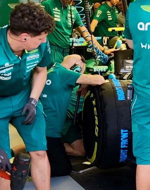 Adrian Newey, team boss, the first to get down on his knees (literally) to improve the team's situation.